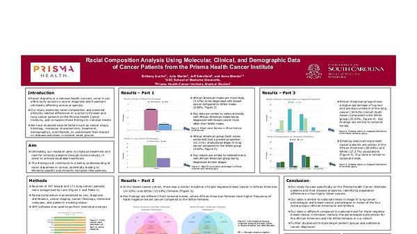 Racial Composition Analysis Using Molecular, Clinical, and Demographic Data of Cancer Patients from the Prisma Health Cancer Institute