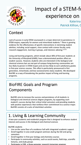 Impact of a STEM-focused living and learning community and early research experience on science self-efficacy, identity, and community values