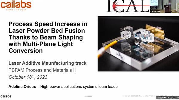 Process Speed Increase in Laser Powder Bed Fusion Thanks to Beam Shaping with Multi-Plane Light Conversion