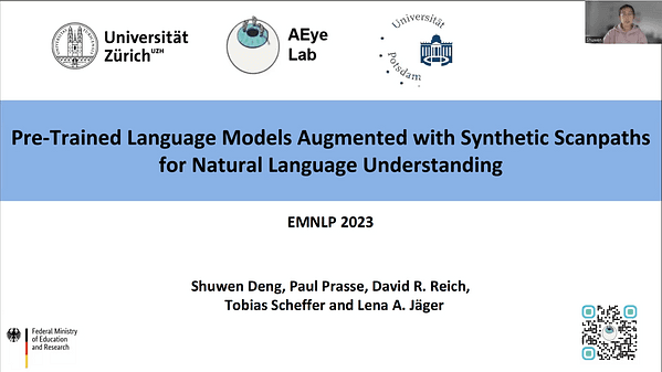Pre-Trained Language Models Augmented with Synthetic Scanpaths for Natural Language Understanding | VIDEO