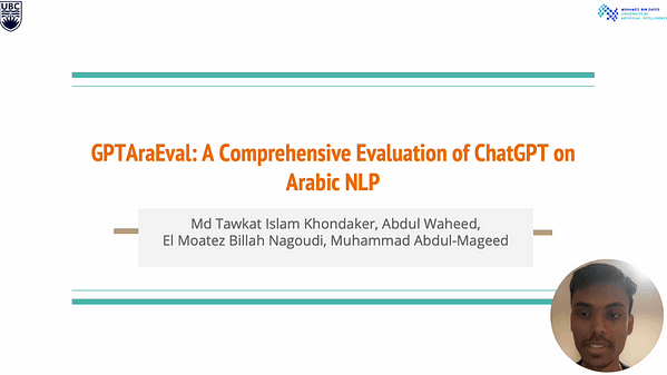 GPTAraEval: A Comprehensive Evaluation of ChatGPT on Arabic NLP | VIDEO
