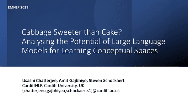 Cabbage Sweeter than Cake? Analysing the Potential of Large Language Models for Learning Conceptual Spaces | VIDEO