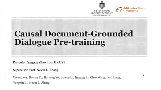 Causal Document-Grounded Dialogue Pre-training | VIDEO