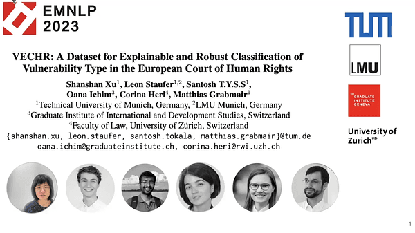 VECHR: A Dataset for Explainable and Robust Classification of Vulnerability Type in the European Court of Human Rights | VIDEO