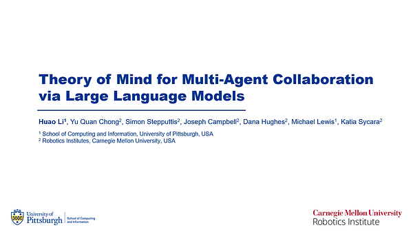 Theory of Mind for Multi-Agent Collaboration via Large Language Models | VIDEO