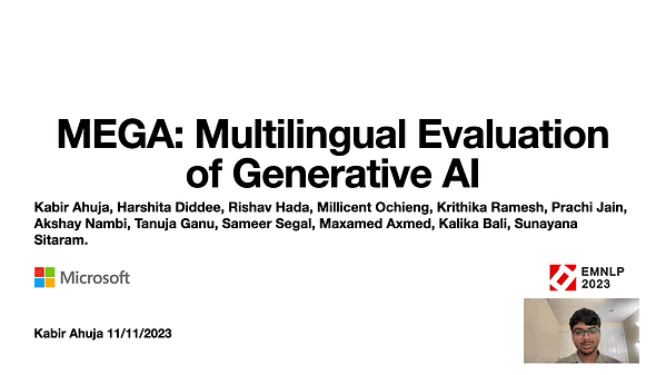 MEGA: Multilingual Evaluation of Generative AI | VIDEO