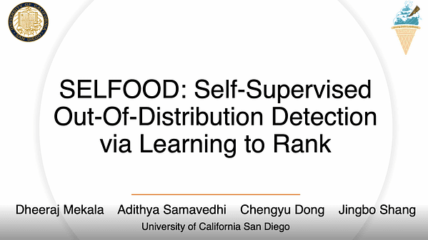 SELFOOD: Self-Supervised Out-Of-Distribution Detection via Learning to Rank | VIDEO