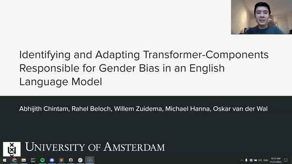 Identifying and Adapting Transformer-Components Responsible for Gender Bias in an English Language Model | VIDEO