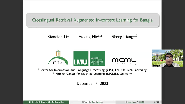 Crosslingual Retrieval Augmented In-context Learning for Bangla | VIDEO