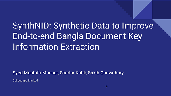 SynthNID: Synthetic Data to Improve End-to-end Bangla Document Key Information Extraction | VIDEO