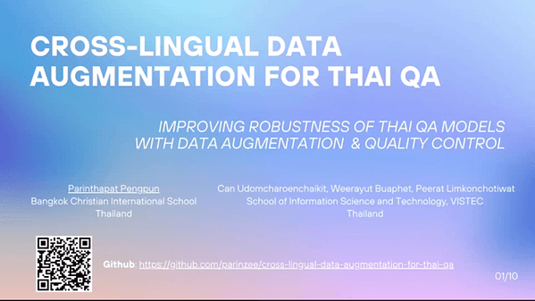 Cross-Lingual Data Augmentation For Thai Question-Answering | VIDEO
