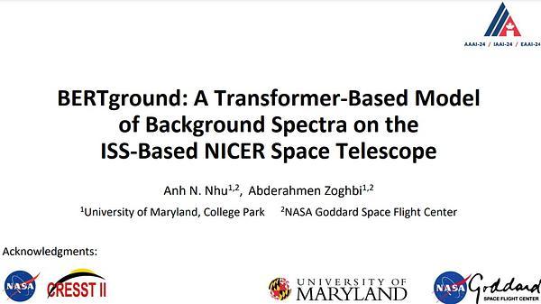 BERTground: A Transformer-Based Model of Background Spectra on the ISS-Based NICER Space Telescope