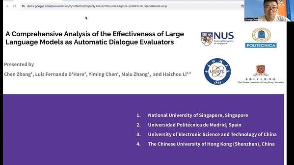 A Comprehensive Analysis of the Effectiveness of Large Language Models as Automatic Dialogue Evaluators | VIDEO