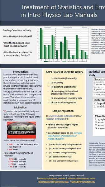 Treatment of statistics and error in introductory physics lab manuals