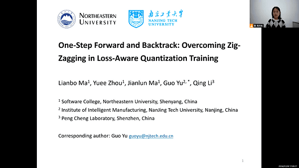 One-Step Forward and Backtrack: Overcoming Zig-Zagging in Loss-Aware Quantization Training | VIDEO