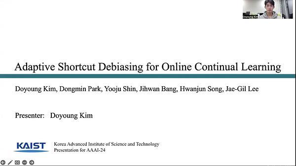 Adaptive Shortcut Debiasing for Online Continual Learning