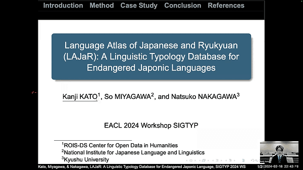 Language Atlas of Japanese and Ryukyuan (LAJaR): A Linguistic Typology Database for Endangered Japonic Languages