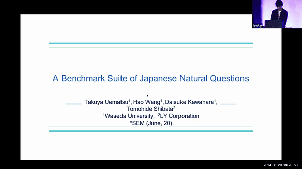 A Benchmark Suite of Japanese Natural Questions