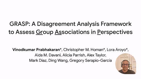 GRASP: A Disagreement Analysis Framework to Assess Group Associations in Perspectives