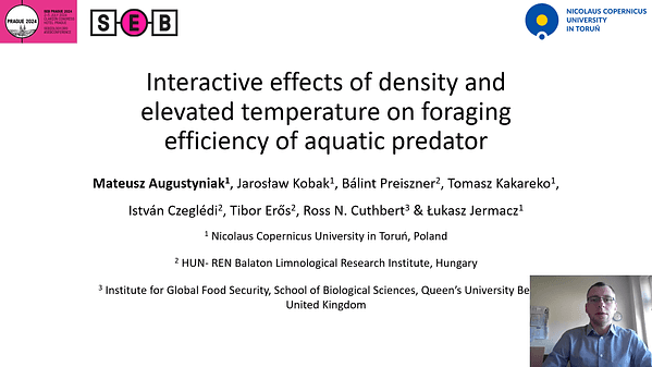 Interactive effects of density and elevated temperature on foraging efficiency of aquatic predator