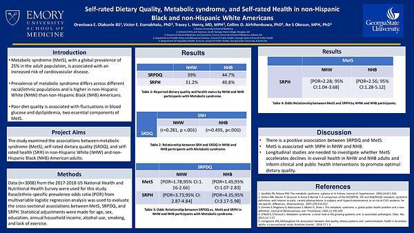 Self-rated Dietary Quality, Metabolic Syndrome, and Self-rated Health in non-Hispanic Black and non-Hispanic White Americans.