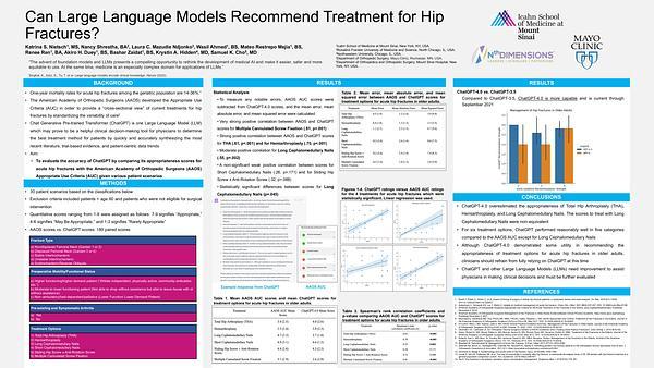 Can Large Language Models Recommend Treatment for Hip Fractures?