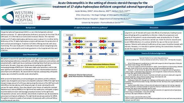 Acute osteomyelitis in the setting of chronic steroid therapy for the treatment of 17-alpha-hydroxylase deficient congenital adrenal hyperplasia